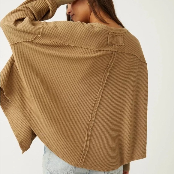 Free People We the free Coraline Thermal Top Womens Size XS Olive Tapenade Boho - Picture 10 of 10